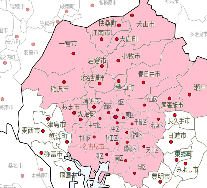 ファミーユヘルパーサービス愛知の担当エリア